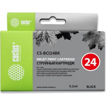 Струйный картридж CACTUS CS-BCI24BK (BCI-24) для Canon BJ S330, i250, i255, i320, i350, i355, i450, i455, i470, i475, i475d, imageClass MP360, MP370, MP390, MPC190, MPC200, MultiPass C190, C200, F20, MP360, MP370, черный, 9,2 мл Струйный картридж CACTUS CS-BCI24BK (BCI-24) для Canon BJ S330, i250, i255, i320, i350, i355, i450, i455, i470, i475, i475d, imageClass MP360, MP370, MP390, MPC190, MPC200, MultiPass C190, C200, F20, MP360, MP370, черный, 9,2 мл