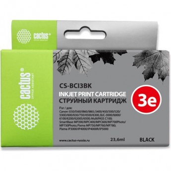 Струйный картридж CACTUS CS-BCI3BK (BCI-3Bk) для Canon BJ i550, i560, i6500, i850, S400, S450, S500, S520, S530, S600, S630, S750, BJC 3000, 6000, 6100, 6200, Pixma iP3000, iP4000, iP5000, MP760, SmartBase MP700, MPC400, черный, 23,6 мл Струйный картридж CACTUS CS-BCI3BK (BCI-3Bk) для Canon BJ i550, i560, i6500, i850, S400, S450, S500, S520, S530, S600, S630, S750, BJC 3000, 6000, 6100, 6200, Pixma iP3000, iP4000, iP5000, MP760, SmartBase MP700, MPC400, черный, 23,6 мл