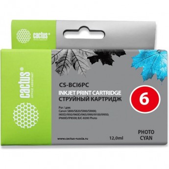 Струйный картридж CACTUS CS-BCI6PC (BCI-6PC) для Canon S800, S820, S900, S9000, i550, i560, i860, i865, i905d, i950s, i960x, i965, i990, i9100, i9950, JX500, MP750, MP760, iP600d, iP3000, iP600d, iP8500, BJC8200, светло-голубой, 12 мл Струйный картридж CACTUS CS-BCI6PC (BCI-6PC) для Canon S800, S820, S900, S9000, i550, i560, i860, i865, i905d, i950s, i960x, i965, i990, i9100, i9950, JX500, MP750, MP760, iP600d, iP3000, iP600d, iP8500, BJC8200, светло-голубой, 12 мл