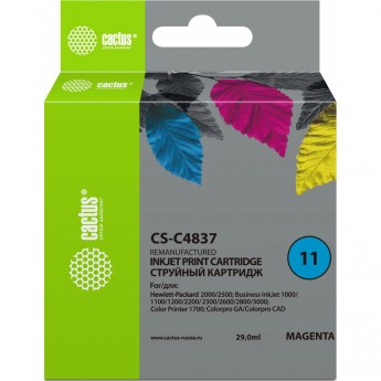 Струйный картридж CACTUS CS-C4837 (HP 11) для HP Business Inkjet 1000, 1100, 1200, 2200, 2250, 2800; Color Inkjet 1700, 2600, Color Printer 1700, 2600, DesignJet 10, 20, 50, 70, 100, 110, 120; OfficeJet 9110, 9120, 9130, пурпурный, 29 мл Струйный картридж CACTUS CS-C4837 (HP 11) для HP Business Inkjet 1000, 1100, 1200, 2200, 2250, 2800; Color Inkjet 1700, 2600, Color Printer 1700, 2600, DesignJet 10, 20, 50, 70, 100, 110, 120; OfficeJet 9110, 9120, 9130, пурпурный, 29 мл