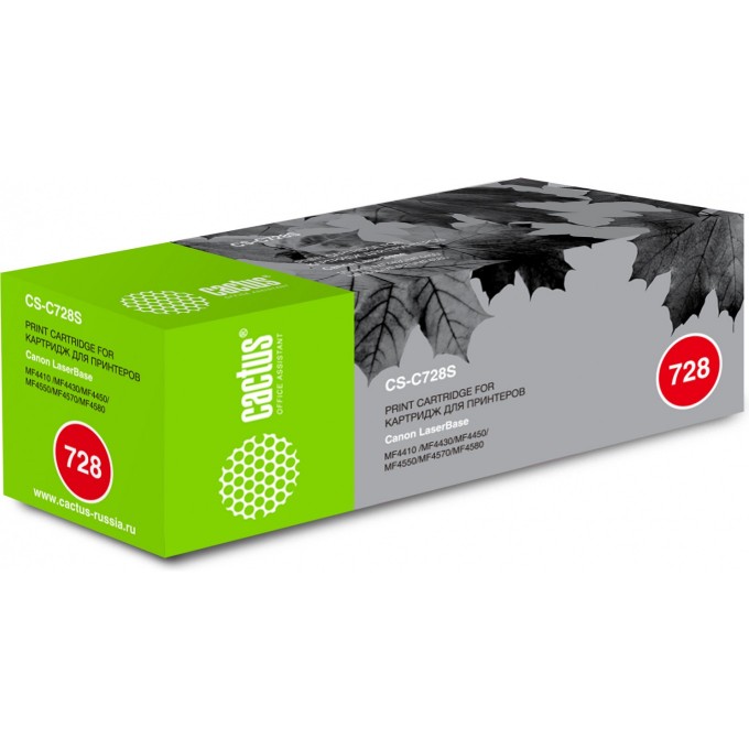 Лазерный картридж CACTUS (Cartridge 728) для Canon Fax L150, L170, L410; MF4410 i-Sensys, 4430 i-Sensys, 4450 i-Sensys, 4550 i-Sensys, 4570 i-Sensys, 4580 i-Sensys, 4730 i-Sensys, 4750 i-Sensys, 4870 i-Sensys, черный, 2 100 стр. CS-C728 Лазерный картридж CACTUS (Cartridge 728) для Canon Fax L150, L170, L410; MF4410 i-Sensys, 4430 i-Sensys, 4450 i-Sensys, 4550 i-Sensys, 4570 i-Sensys, 4580 i-Sensys, 4730 i-Sensys, 4750 i-Sensys, 4870 i-Sensys, черный, 2 100 стр. CS-C728