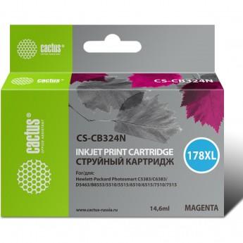 Струйный картридж CACTUS CS-CB324N (HP 178XL) для HP DeskJet 3070A B611, 3522; PhotoSmart 5510 B111, 5520, 7520, B010, B110, B209, B210, B8553, C310, C410, C5300, C5380, C6383, D5460, увеличенной емкости, пурпурный, 14,6 мл Струйный картридж CACTUS CS-CB324N (HP 178XL) для HP DeskJet 3070A B611, 3522; PhotoSmart 5510 B111, 5520, 7520, B010, B110, B209, B210, B8553, C310, C410, C5300, C5380, C6383, D5460, увеличенной емкости, пурпурный, 14,6 мл