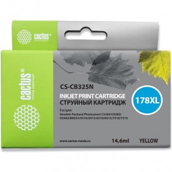 Струйный картридж CACTUS CS-CB325N (HP 178XL) для HP DeskJet 3070A B611, 3522; PhotoSmart 5510 B111, 5520, 7520, B010, B110, B209, B210, B8553, C309, C310, C410, C5300, C5380, C6383, D5460, увеличенной емкости, желтый, 14,6 мл Струйный картридж CACTUS CS-CB325N (HP 178XL) для HP DeskJet 3070A B611, 3522; PhotoSmart 5510 B111, 5520, 7520, B010, B110, B209, B210, B8553, C309, C310, C410, C5300, C5380, C6383, D5460, увеличенной емкости, желтый, 14,6 мл