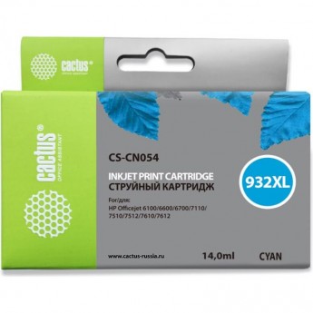 Струйный картридж CACTUS CS-CN054 (HP 933XL) для HP OfficeJet 6100 (H611a), 6600 (H711a, H711g), 6600 e-AiO, 6700 (H711n), 7110 WF ePrinter, 7110 (H812a), 7510 e-AiO, 7610 WF e-AiO, увеличенной емкости, голубой, 14 мл Струйный картридж CACTUS CS-CN054 (HP 933XL) для HP OfficeJet 6100 (H611a), 6600 (H711a, H711g), 6600 e-AiO, 6700 (H711n), 7110 WF ePrinter, 7110 (H812a), 7510 e-AiO, 7610 WF e-AiO, увеличенной емкости, голубой, 14 мл