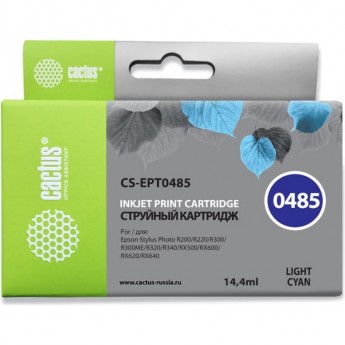 Струйный картридж CACTUS CS-EPT0485 (T0485) для принтеров Epson PM A870, D770; Epson Stylus Photo R200, R210, R220, R300, R310, R320, R340, R350, RX300, RX320, RX500, RX510, RX600, RX620, RX630, RX640, светло-голубой, 14,4 мл Струйный картридж CACTUS CS-EPT0485 (T0485) для принтеров Epson PM A870, D770; Epson Stylus Photo R200, R210, R220, R300, R310, R320, R340, R350, RX300, RX320, RX500, RX510, RX600, RX620, RX630, RX640, светло-голубой, 14,4 мл