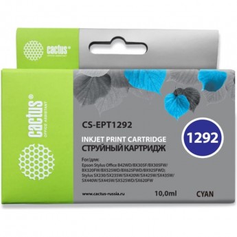 Струйный картридж CACTUS CS-EPT1292 (T1292) для принтеров Epson Stylus SX230, SX420w, SX430w, SX440w, SX525wd, SX535wd, Stylus Office B42wd, BX305f, BX320fw, BX625fwd, BX635fwd, WF 3520dwf, WF 7015, голубой, 10 мл Струйный картридж CACTUS CS-EPT1292 (T1292) для принтеров Epson Stylus SX230, SX420w, SX430w, SX440w, SX525wd, SX535wd, Stylus Office B42wd, BX305f, BX320fw, BX625fwd, BX635fwd, WF 3520dwf, WF 7015, голубой, 10 мл
