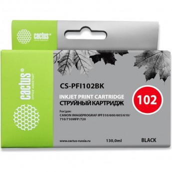 Струйный картридж CACTUS CS-PFI102BK (PFI-102Bk) для Canon ImagePrograf iPF500, iPF510, iPF510 Plus, iPF600, iPF605, iPF610, iPF650, iPF655, iPF700, iPF710, iPF750, iPF760 MFP M40, iPF765, iPF765 MFP, LP17, LP24, черный, 130 мл Струйный картридж CACTUS CS-PFI102BK (PFI-102Bk) для Canon ImagePrograf iPF500, iPF510, iPF510 Plus, iPF600, iPF605, iPF610, iPF650, iPF655, iPF700, iPF710, iPF750, iPF760 MFP M40, iPF765, iPF765 MFP, LP17, LP24, черный, 130 мл