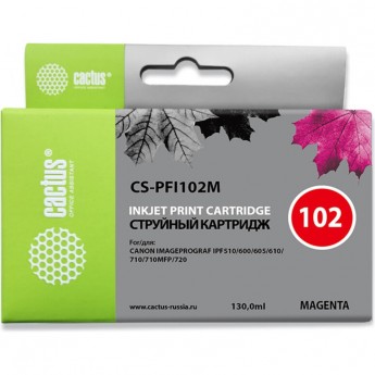 Струйный картридж CACTUS CS-PFI102M (PFI-102M) для Canon ImagePrograf iPF500, iPF510, iPF510 Plus, iPF600, iPF605, iPF610, iPF650, iPF655, iPF700, iPF710, iPF720, iPF750, iPF760 MFP M40, iPF765, LP17, LP24, пурпурный, 130 мл Струйный картридж CACTUS CS-PFI102M (PFI-102M) для Canon ImagePrograf iPF500, iPF510, iPF510 Plus, iPF600, iPF605, iPF610, iPF650, iPF655, iPF700, iPF710, iPF720, iPF750, iPF760 MFP M40, iPF765, LP17, LP24, пурпурный, 130 мл