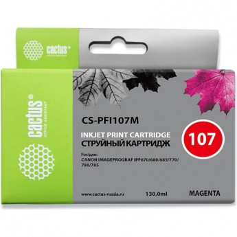 Струйный картридж CACTUS CS-PFI107M (PFI-107M) для Canon ImagePrograf iPF670, iPF670 MFP L24, iPF680, iPF681, iPF685, iPF686, iPF770, iPF770 MFP L36, iPF780, iPF780 MFP M40, iPF781, iPF785, iPF785 MFP M40, iPF786, пурпурный, 130 мл Струйный картридж CACTUS CS-PFI107M (PFI-107M) для Canon ImagePrograf iPF670, iPF670 MFP L24, iPF680, iPF681, iPF685, iPF686, iPF770, iPF770 MFP L36, iPF780, iPF780 MFP M40, iPF781, iPF785, iPF785 MFP M40, iPF786, пурпурный, 130 мл