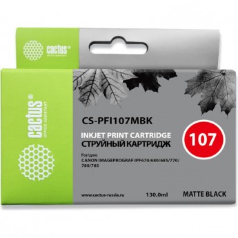 Струйный картридж CACTUS CS-PFI107MBK (PFI-107) для Canon ImagePrograf iPF670, iPF670 MFP L24, iPF680, iPF681, iPF685, iPF686, iPF770, iPF770 MFP L36, iPF780, iPF780 MFP M40, iPF781, iPF785, iPF785 MFP M40, iPF786, черный матовый, 130 мл Струйный картридж CACTUS CS-PFI107MBK (PFI-107) для Canon ImagePrograf iPF670, iPF670 MFP L24, iPF680, iPF681, iPF685, iPF686, iPF770, iPF770 MFP L36, iPF780, iPF780 MFP M40, iPF781, iPF785, iPF785 MFP M40, iPF786, черный матовый, 130 мл