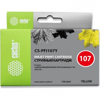 Струйный картридж CACTUS CS-PFI107Y (PFI-107Y) для Canon ImagePrograf iPF670, iPF670 MFP L24, iPF680, iPF681, iPF685, iPF686, iPF770, iPF770 MFP L36, iPF780, iPF780 MFP M40, iPF781, iPF785, iPF785 MFP M40, iPF786, желтый, 130 мл Струйный картридж CACTUS CS-PFI107Y (PFI-107Y) для Canon ImagePrograf iPF670, iPF670 MFP L24, iPF680, iPF681, iPF685, iPF686, iPF770, iPF770 MFP L36, iPF780, iPF780 MFP M40, iPF781, iPF785, iPF785 MFP M40, iPF786, желтый, 130 мл