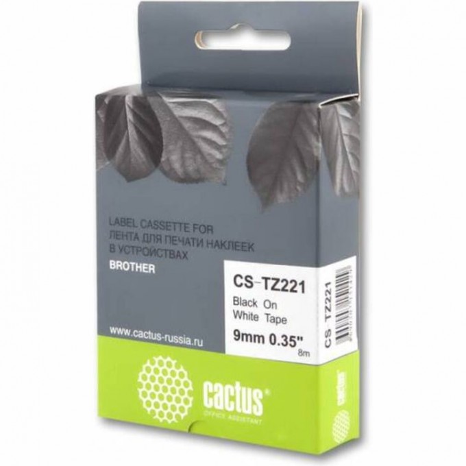 Лента CACTUS (TZE-221) для принтеров Brother P-touch 18R, PT 1005F, PT 1010, PT 1090, PT 1230PC, PT 1260VP, PT 1280, PT 1830VP, PT 2030VP, PT 2420PC, PT 2430PC, PT 2460, PT 2470, PT 2480, PT 2700vp, PT 2730vp, PT 3600, черный, 9 мм x 8 м CS-TZ221 Лента CACTUS (TZE-221) для принтеров Brother P-touch 18R, PT 1005F, PT 1010, PT 1090, PT 1230PC, PT 1260VP, PT 1280, PT 1830VP, PT 2030VP, PT 2420PC, PT 2430PC, PT 2460, PT 2470, PT 2480, PT 2700vp, PT 2730vp, PT 3600, черный, 9 мм x 8 м CS-TZ221