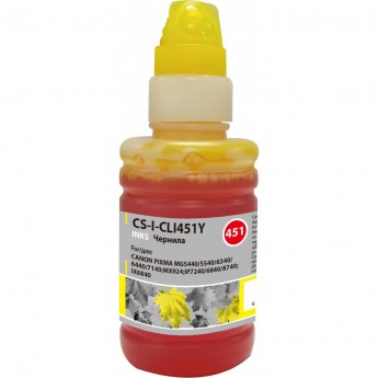Чернила CACTUS CS-I-CLI451Y для Canon Pixma iP6840, iP7240, iP8740, iX6840, MG5440, желтый, 100 мл Чернила CACTUS CS-I-CLI451Y для Canon Pixma iP6840, iP7240, iP8740, iX6840, MG5440, желтый, 100 мл
