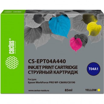 Cтруйный картридж CACTUS CS-EPT04A440 (C13T04A440) для EPSON WORK FORCE PRO WF-C8190, WF-C8690, желтый, 85 мл Cтруйный картридж CACTUS CS-EPT04A440 (C13T04A440) для EPSON WORK FORCE PRO WF-C8190, WF-C8690, желтый, 85 мл