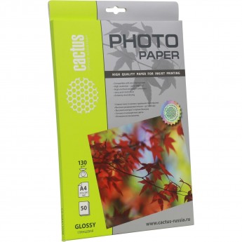 Фотобумага CACTUS CS-GA413050 A4 130г/м2 50л белый глянцевое для струйной печати Фотобумага CACTUS CS-GA413050 A4 130г/м2 50л белый глянцевое для струйной печати