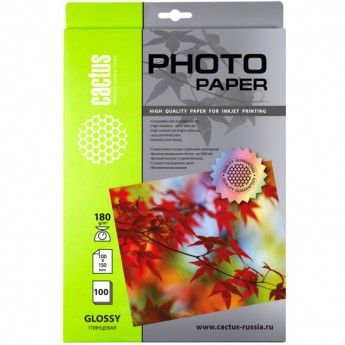 Фотобумага CACTUS CS-GA6180100 формат 10x15, 180г/м2, белая Фотобумага CACTUS CS-GA6180100 формат 10x15, 180г/м2, белая