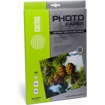 Фотобумага CACTUS CS-GA314050, формат A3, 140г/м2, белая Фотобумага CACTUS CS-GA314050, формат A3, 140г/м2, белая