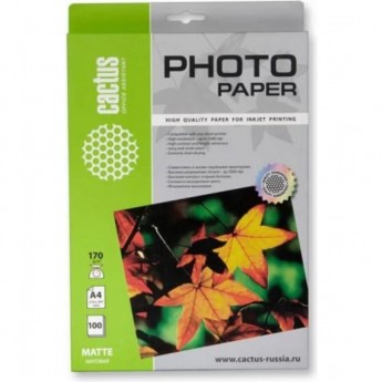 Фотобумага CACTUS CS-MA4170100, формат A4, 170г/м2, белая Фотобумага CACTUS CS-MA4170100, формат A4, 170г/м2, белая