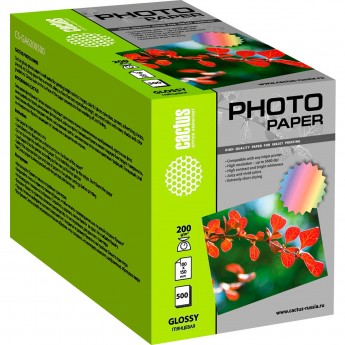 Фотобумага CACTUS CS-GA6200500, формат А6, 200г/м2, белая Фотобумага CACTUS CS-GA6200500, формат А6, 200г/м2, белая