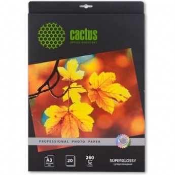 Фотобумага CACTUS Prof CS-HGA326020, формат A3, 260г/м2, белая Фотобумага CACTUS Prof CS-HGA326020, формат A3, 260г/м2, белая