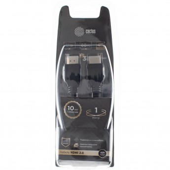 Кабель аудио-видео CACTUS CS-HDMI.2-1 HDMI (m)/HDMI (m) 1 м позолоченные контакты, черный