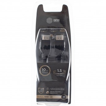 Кабель аудио-видео CACTUS CS-HDMI.2-1.5 HDMI (m)/HDMI (m) 1.5 м позолоченные контакты, черный