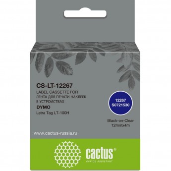 Картридж ленточный CACTUS CS-LT-12267 (12267) черный/прозрачный для Dymo Letra Tag LT-100H Картридж ленточный CACTUS CS-LT-12267 (12267) черный/прозрачный для Dymo Letra Tag LT-100H