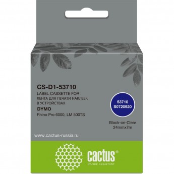 Картридж ленточный CACTUS CS-D1-53710 (53710) черный/прозрачный для Dymo Rhino Pro 6000, LM 500TS Картридж ленточный CACTUS CS-D1-53710 (53710) черный/прозрачный для Dymo Rhino Pro 6000, LM 500TS