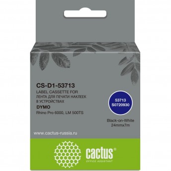 Картридж ленточный CACTUS CS-D1-53713 (53713) черный/белый для Dymo Rhino Pro 6000, LM 500TS Картридж ленточный CACTUS CS-D1-53713 (53713) черный/белый для Dymo Rhino Pro 6000, LM 500TS