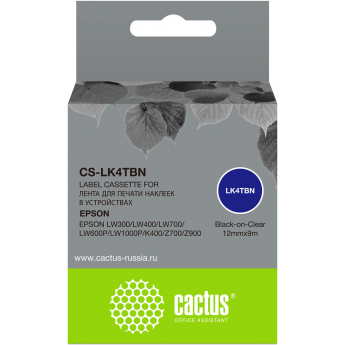 Картридж ленточный CACTUS CS-LK4TBN для Epson LW300, LW400, LW700, LW600P, LW1000P, K400, Z700, Z900, черный Картридж ленточный CACTUS CS-LK4TBN для Epson LW300, LW400, LW700, LW600P, LW1000P, K400, Z700, Z900, черный