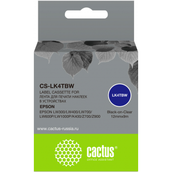 Картридж ленточный CACTUS CS-LK4TBW для Epson LW300, LW400, LW700, LW600P, LW1000P, K400, Z700, Z900, черный Картридж ленточный CACTUS CS-LK4TBW для Epson LW300, LW400, LW700, LW600P, LW1000P, K400, Z700, Z900, черный