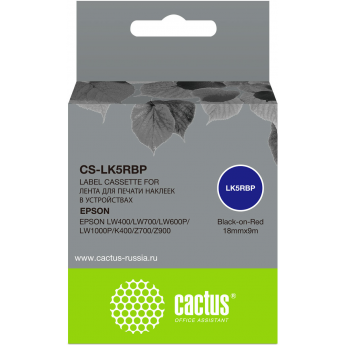 Картридж ленточный CACTUS CS-LK5RBP для Epson LW400, LW700, LW600P, LW1000P, K400, Z700, Z900, черный Картридж ленточный CACTUS CS-LK5RBP для Epson LW400, LW700, LW600P, LW1000P, K400, Z700, Z900, черный
