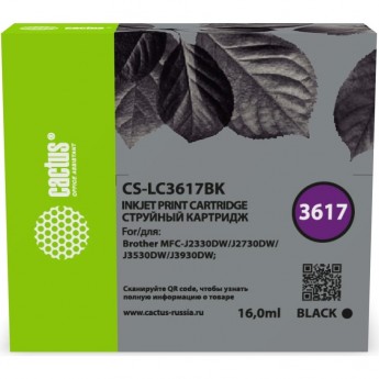 Картридж струйный CACTUS CS-LC3617BK черный (16мл) для Brother MFC-J2330DW/J2730DW/J3530DW/J3930DW Картридж струйный CACTUS CS-LC3617BK черный (16мл) для Brother MFC-J2330DW/J2730DW/J3530DW/J3930DW