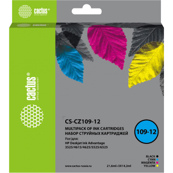 Комплект струйных картриджей CACTUS CS-CZ109-12 набор для HP DJ IA 3525, 5525, 4525, 21.6 мл + 3x14.2 мл Комплект струйных картриджей CACTUS CS-CZ109-12 набор для HP DJ IA 3525, 5525, 4525, 21.6 мл + 3x14.2 мл