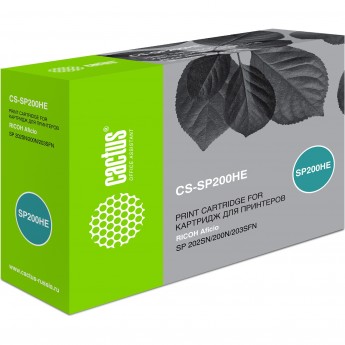 Лазерный картридж CACTUS CS-SP200HE  (SP 200HS) для принтеров Ricoh Aficio SP 200, SP 200N, SP 200S, SP 202, SP 202SN, SP 203, SP 203SFN, SP 210, SP 212, SP 212W, черный, 2 600 стр. Лазерный картридж CACTUS CS-SP200HE  (SP 200HS) для принтеров Ricoh Aficio SP 200, SP 200N, SP 200S, SP 202, SP 202SN, SP 203, SP 203SFN, SP 210, SP 212, SP 212W, черный, 2 600 стр.