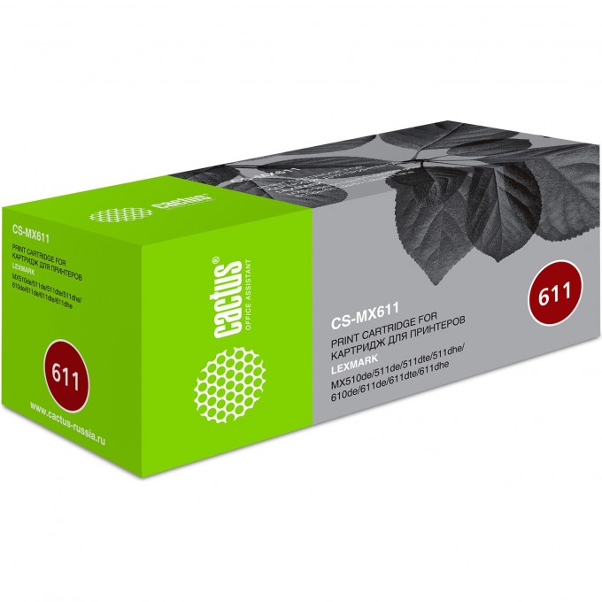 Лазерный картридж CACTUS (60F0XA0, 60F5X0E) для Lexmark MX 510de, 511de, 511dte, 511dhe, 610de, 611de, черный, 20 000 стр. CS-MX611 Лазерный картридж CACTUS (60F0XA0, 60F5X0E) для Lexmark MX 510de, 511de, 511dte, 511dhe, 610de, 611de, черный, 20 000 стр. CS-MX611