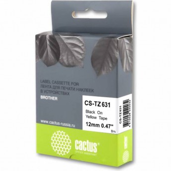 Лента CACTUS CS-TZ631 (TZE-631) для Brother 1010, 1260VP, 1830VP, 9700PC, черный, 12 мм X 8 м Лента CACTUS CS-TZ631 (TZE-631) для Brother 1010, 1260VP, 1830VP, 9700PC, черный, 12 мм X 8 м