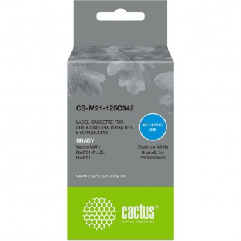 Ленточный картридж CACTUS CS-M21-125C342 для Brady BMP21-PLUS, BMP21, BMP21-LAB, черный Ленточный картридж CACTUS CS-M21-125C342 для Brady BMP21-PLUS, BMP21, BMP21-LAB, черный