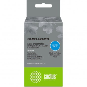 Ленточный картридж CACTUS CS-M21-750595YL для Brady BMP21-PLUS, BMP21-LAB, черный Ленточный картридж CACTUS CS-M21-750595YL для Brady BMP21-PLUS, BMP21-LAB, черный