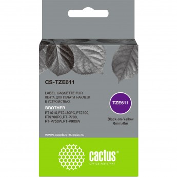 Ленточный картридж CACTUS CS-TZE611 для Brother 1010, 1280, 1280VP, 2700VP, черный Ленточный картридж CACTUS CS-TZE611 для Brother 1010, 1280, 1280VP, 2700VP, черный