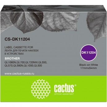 Ленточный картридж CACTUS CS-DK11204 для Brother P-touch QL-500, QL-550, QL-700, QL-800, черный Ленточный картридж CACTUS CS-DK11204 для Brother P-touch QL-500, QL-550, QL-700, QL-800, черный