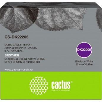 Ленточный картридж CACTUS CS-DK22205 для Brother P-touch QL-500, QL-550, QL-700, QL-800, черный Ленточный картридж CACTUS CS-DK22205 для Brother P-touch QL-500, QL-550, QL-700, QL-800, черный
