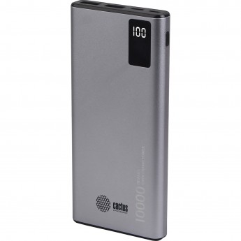Мобильный аккумулятор CACTUS 10000mAh 3A 2xUSB серый Мобильный аккумулятор CACTUS 10000mAh 3A 2xUSB серый