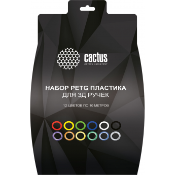 Пластик для 3D-ручки CACTUS CS-3D-PETG-12x10M PETG d1.75 мм, 10 м, 12 цветов Пластик для 3D-ручки CACTUS CS-3D-PETG-12x10M PETG d1.75 мм, 10 м, 12 цветов