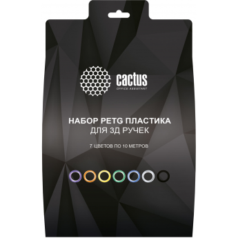 Пластик для 3D-ручки CACTUS CS-3D-PETG-7X10M PETG d1.75 мм, 10 м, 7 цветов Пластик для 3D-ручки CACTUS CS-3D-PETG-7X10M PETG d1.75 мм, 10 м, 7 цветов
