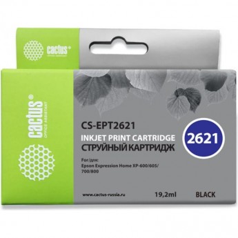 Струйный картридж CACTUS CS-EPT2621 (26XL) для принтеров Epson Expression Premium XP-600, XP-700, XP-710, XP-800, XP-820, черный, 19,2 мл Струйный картридж CACTUS CS-EPT2621 (26XL) для принтеров Epson Expression Premium XP-600, XP-700, XP-710, XP-800, XP-820, черный, 19,2 мл