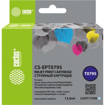 Струйный картридж CACTUS CS-EPT0795 для Epson Stylus Photo 1400, 1500, PX700, 710, светло-пурпурный, 13.8 мл Струйный картридж CACTUS CS-EPT0795 для Epson Stylus Photo 1400, 1500, PX700, 710, светло-пурпурный, 13.8 мл
