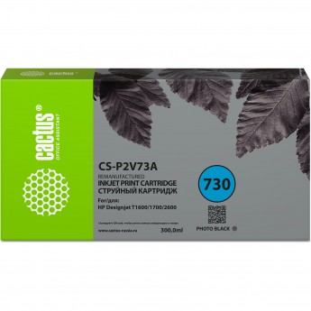 Струйный картридж CACTUS CS-P2V73A (HP 730) для HP Designjet T1600, 1700, 2600, для фото-печати, черный, 300 мл Струйный картридж CACTUS CS-P2V73A (HP 730) для HP Designjet T1600, 1700, 2600, для фото-печати, черный, 300 мл