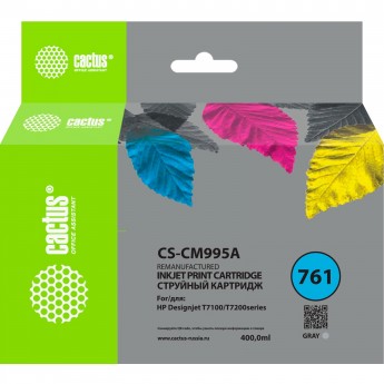 Струйный картридж CACTUS CS-CM995A (HP 761) для HP DesignJet T7100, Т7200, серый, 400 мл Струйный картридж CACTUS CS-CM995A (HP 761) для HP DesignJet T7100, Т7200, серый, 400 мл