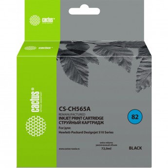 Струйный картридж CACTUS CS-CH565A (HP 82) для HP DesignJet 111, 510, 510ps, 815 MFP, черный, 72 мл Струйный картридж CACTUS CS-CH565A (HP 82) для HP DesignJet 111, 510, 510ps, 815 MFP, черный, 72 мл